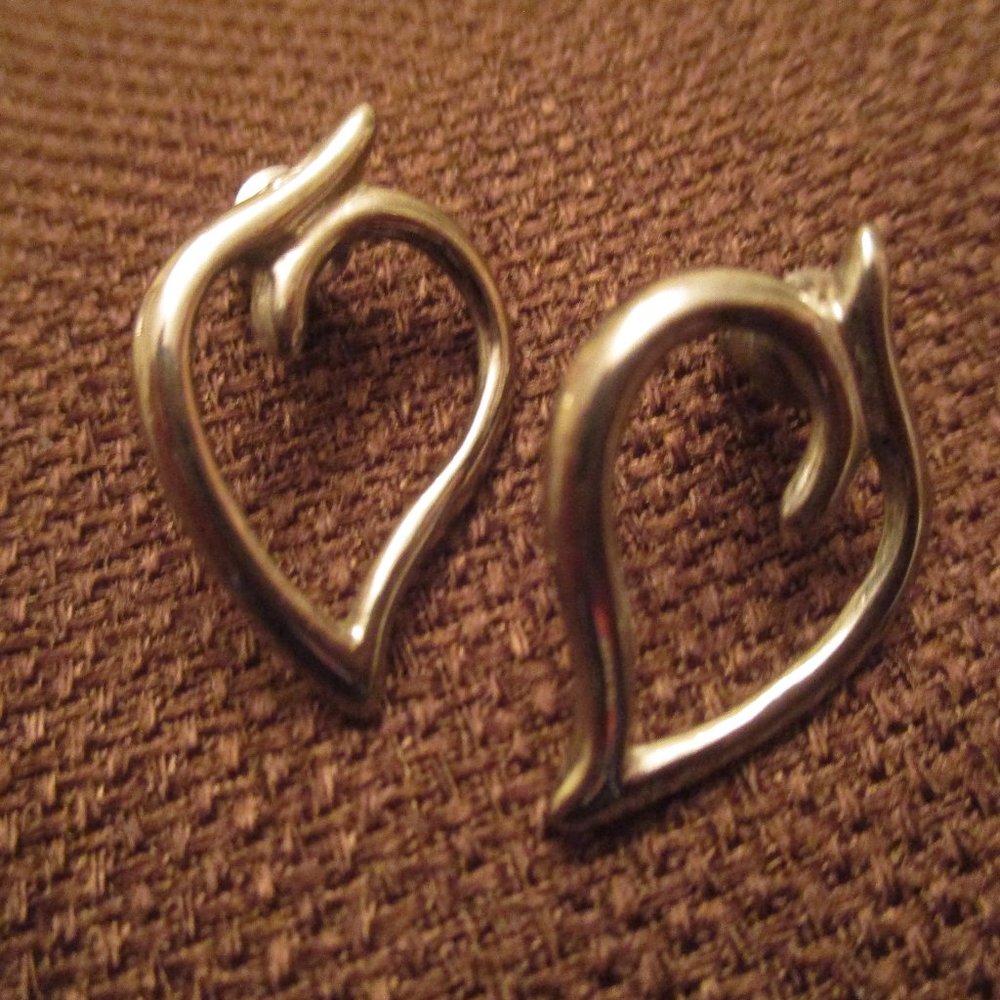 Women's Silver Plated Heart Pierced Earrings